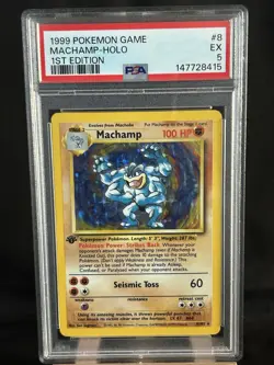 1999 POKEMON BASE SET 1ST EDITION #8 MACHAMP-HOLO PSA 5 - Image 1