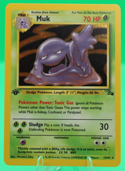 Pokemon Muk TCG Holo Rare Card 13/62 Fossil 1st Edition Nm Condition - Image 1