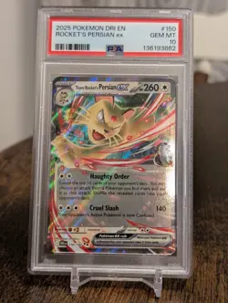 2025 POKEMON DRI EN-DESTINED RIVALS #150 TEAM ROCKET'S PERSIAN EX PSA 10 - Image 1