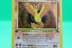 Moltres 12/62 Rare Fossil Holo 1st Edition Pokemon MP to HP - Image 3