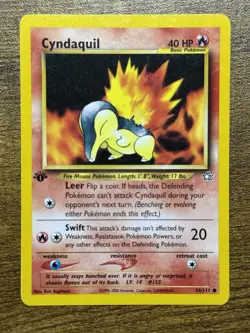 Cyndaquil 56/111 - 1st Edition - Pokemon - Neo Genesis Near Mint English TCG - Image 1