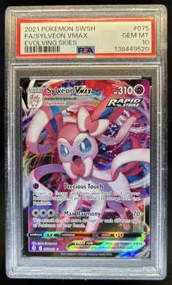 2021 Pokemon SWSH Evolving Skies Sylveon VMAX #075/203 PSA 10 - Image 1