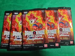 Bandai DBZ Card Game Fusion World - Blazing Aura Booster 5 Pack Lot New - Image 1