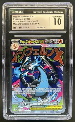 2025 Pokemon MEP Black Star Promos Mega Charizard X ex #023 CGC 10 - Image 1