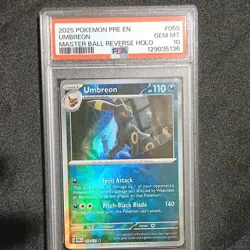 Pokemon Umbreon Master Ball Pattern Holo Rare Sv: Prismatic Evolutions PSA 10 - Image 1