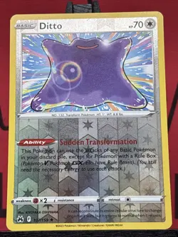 Ditto 107/159 Crown Zenith Reverse Holo Rare Pokemon TCG 2023 NM - Image 3