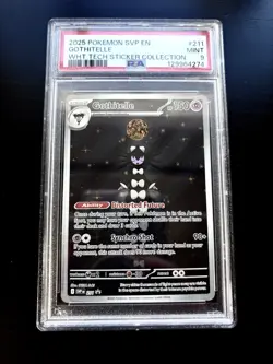 Pokemon 2025 SVP Promo White Flare Tech Sticker Collection #211 Gothitelle PSA 9 - Image 1