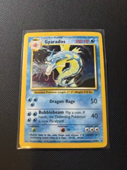Pokemon Gyarados 6/102 Base Set Holo Rare (HP-DMG) no creases, heavy whitening - Image 1