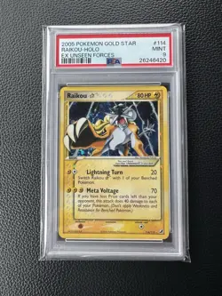 Pokemon EX Unseen Forces Raikou Holo Gold Star #114/115 2005 PSA 9 - Image 1