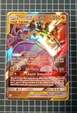Naganadel & Guzzlord GX Ultra Rare SM - Cosmic Eclipse 158/236 Dragon Pokemon - Image 1
