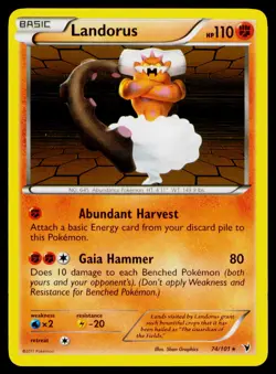 Landorus #74/101 Holo Rare Pokemon Noble Victories NM - Image 1