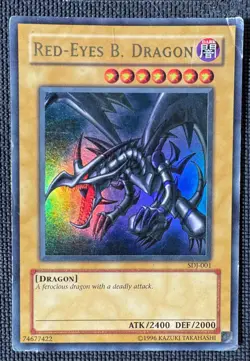 RED-EYES B. DRAGON SDJ-001 ULTRA RARE STARTER DECK: JOEY YU-GI-OH HP DMG - Image 1
