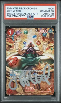***Rare*** One Piece Buggy Alt Art ***Jeff Ward Autographed*** PSA 10 - Image 1