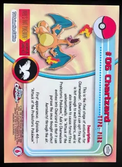2000 Topps Series 1 Chrome Charizard #06 T.V. TCG Pokemon Card NM - MINT - Image 5