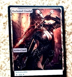 DARKSTEEL CITADEL : altered-art card for use with MTG : very sexy warrior babe! - Image 1