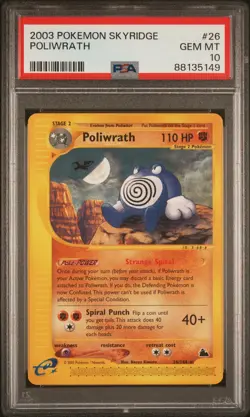 Pokemon Card Poliwrath 26/144 PSA 10 WOTC Skyridge GEM MINT - Image 1