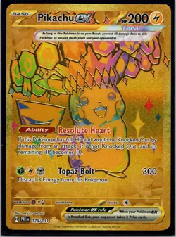 Pokemon TCG Pikachu EX 179/131 Prismatic Evolutions Holo Rare Gold - Image 1