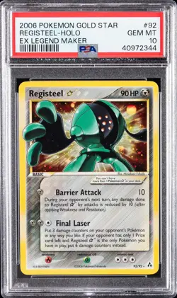 2006 POKEMON EX LEGEND MAKER GOLD STAR #92 REGISTEEL-HOLO PSA 10 - Image 1