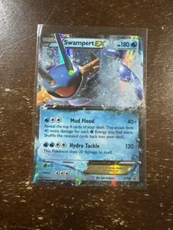 Heavily Played Pokemon 2015 Black Star Promo Swampert EX XY55 - Image 1