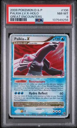 2008 POKEMON DIAMOND & PEARL GREAT ENCOUNTERS #106 PALKIA LV.X-HOLO PSA 8 - Image 1
