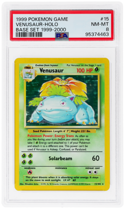 1999 Pokemon Game Venusaur Holo Base Set 1999-2000 #15 PSA 8 - Image 1