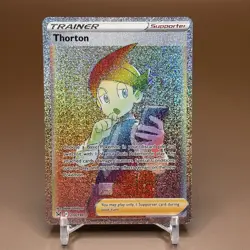 Pokemon TCG Thorton Rainbow Full Art Trainer Card 210/196 Lost Origin - Image 1