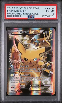2016 POKEMON XY BLACK STAR PROMO RED & BLUE COLL FULL ART/PIKACHU EX PSA 6 - Image 1