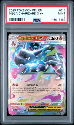 2025 POKEMON PFL EN-PHANTASMAL FLAMES #013 MEGA CHARIZARD X EX PSA 9 - Image 1