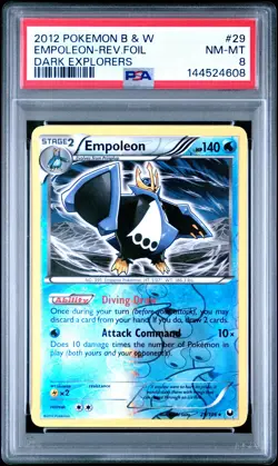 2012 POKEMON B&W DARK EXPLORERS #29 EMPOLEON-REVERSE FOIL PSA 8 - Image 1