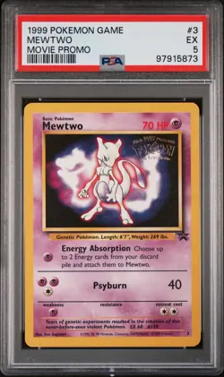 1999 POKEMON GAME MOVIE PROMO #3 MEWTWO PSA 5 - Image 1