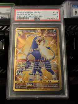 2021 POKEMON SWORD & SHIELD BATTLE STYLES SECRET #179 FULL ART/HOUNDOOM PSA 9 - Image 1