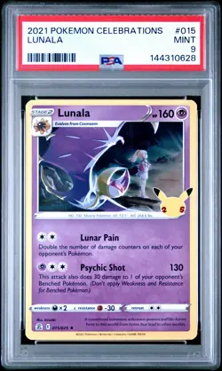 2021 POKEMON CELEBRATIONS #015 LUNALA PSA 9 - Image 1