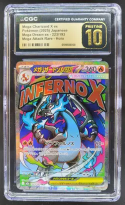 2025 Pokemon Mega Dream JP Charizard X ex #223/193 Rare Holo CGC 10 Pristine PT - Image 1