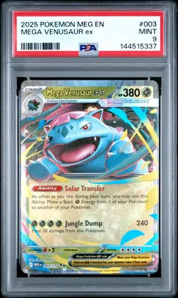 2025 POKEMON MEG EN-MEGA EVOLUTION #003 MEGA VENUSAUR EX PSA 9 - Image 1