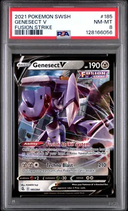 2021 POKEMON SWORD & SHIELD FUSION STRIKE #185 GENESECT V PSA 8 - Image 1