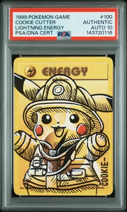 1999 POKEMON BASE SET UNLIMITED #100 LIGHTNING ENERGY PSA AUTHENTIC AUTO 10 - Image 1