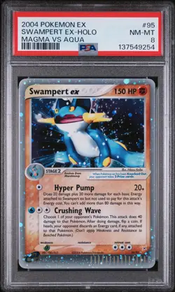 2004 POKEMON EX TEAM MAGMA VS TEAM AQUA #95 SWAMPERT EX-HOLO PSA 8 - Image 1