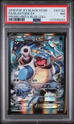 2016 POKEMON XY BLACK STAR PROMO RED & BLUE COLL FULL ART/BLASTOISE EX PSA 7 - Image 1