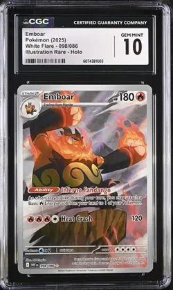 White Flare Emboar 98/086 CGC GEM MINT 10 - Pokemon TCG - IR - ENGLISH - Image 1