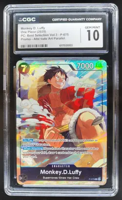 2025 ONE PIECE MONKEY D. LUFFY ALT ART PROMO P-075 CGC 10 C PT - Image 1
