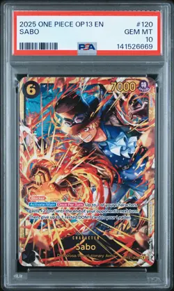 2025 ONE PIECE OP13-CARRYING ON HIS WILL #120 SABO PSA 10 - Image 1