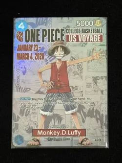 Monkey.D.Luffy P-055 One Piece College Basketball US Voyage Card & Poster ILLINI - Image 2