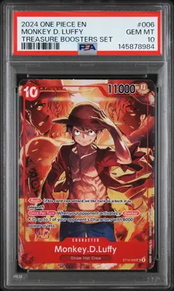 2024 ONE PIECE PROMOS TREASURE BOOSTERS SET #006 MONKEY D. LUFFY PSA 10 - Image 1