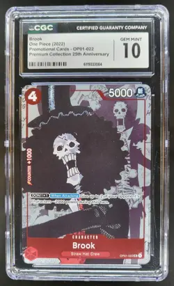 2022 One Piece Premium Card Collection 25th Anniversary Brook Promos CGC 10 C PT - Image 1