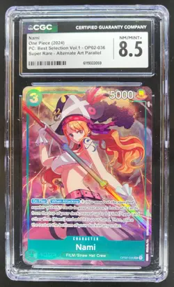 2022 One Piece Paramount War Nami Super Rare Alt Art #OP02-036 CGC 8.5 A PT - Image 1