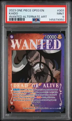 2023 ONE PIECE OP03-PILLARS OF STRENGTH WANTED ALTERNATE ART #003 KAIDO PSA 9 - Image 1
