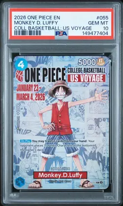 2026 ONE PIECE PROMOS ONE PIECE COLLEGE BK: US VOYAGE MONKEY D. LUFFY PSA 10 - Image 1