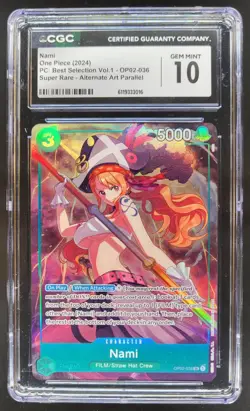 2022 One Piece Paramount War Nami Super Rare Alt Art #OP02-036 CGC 10 A PT - Image 1