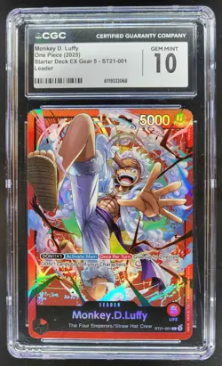 2025 ONE PIECE MONKEY D. LUFFY STARTER DECK LEADER ST21-001 CGC 10 B PT - Image 1