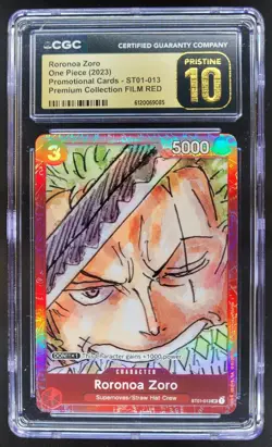 2023 One Piece Premium Collection FILM RED Roronoa Zoro CGC 10 Pristine A PT - Image 1